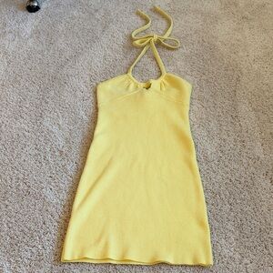 For Love and Lemons Yellow Halter Neck Dress